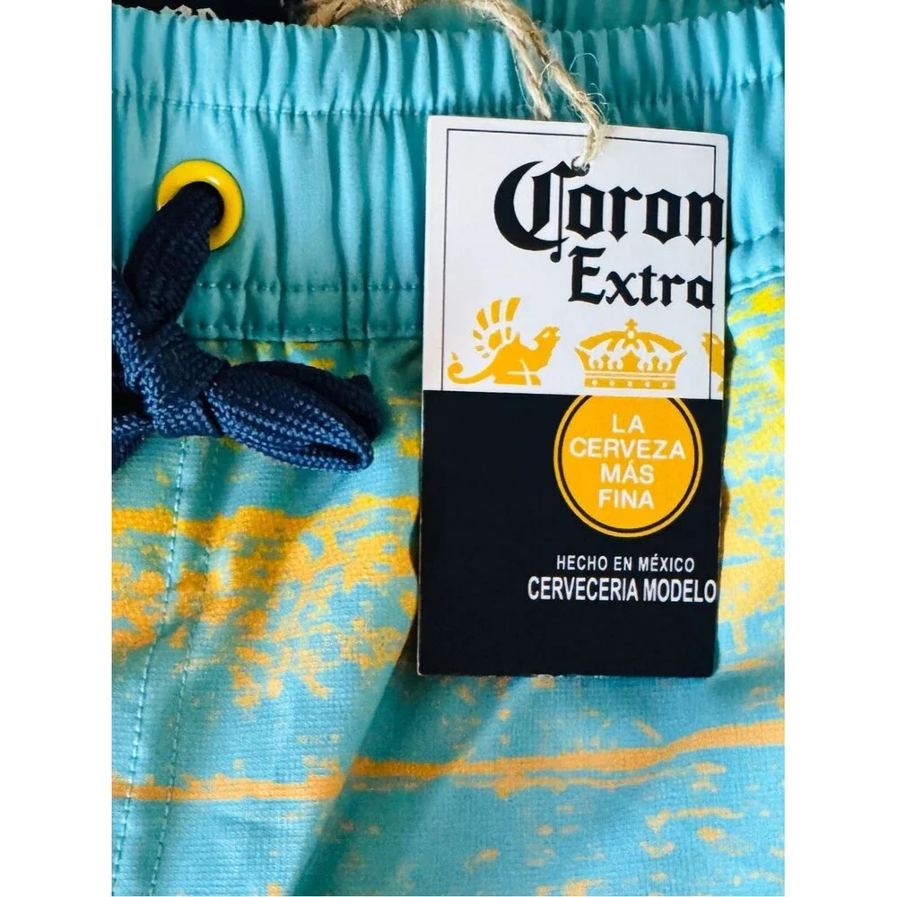 Corona Extra Beach Chairs Swim Trunks Men’s XL Teal Yellow Beach Board Shorts